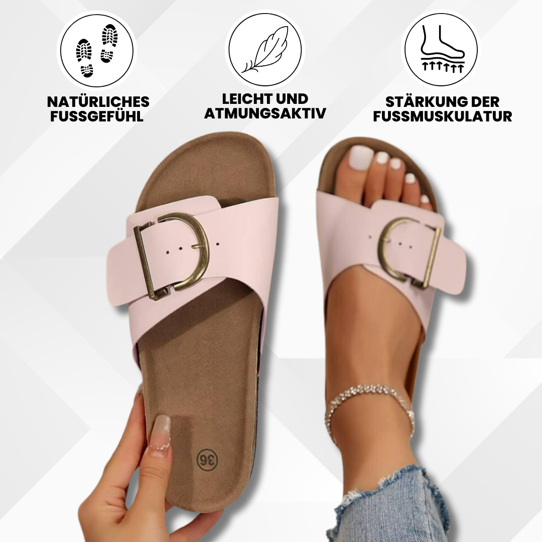 Ewerydays | OrthoMia - Schmerzlindernde Kork-Sandalen mit Schnallenriemen-Design für Damen