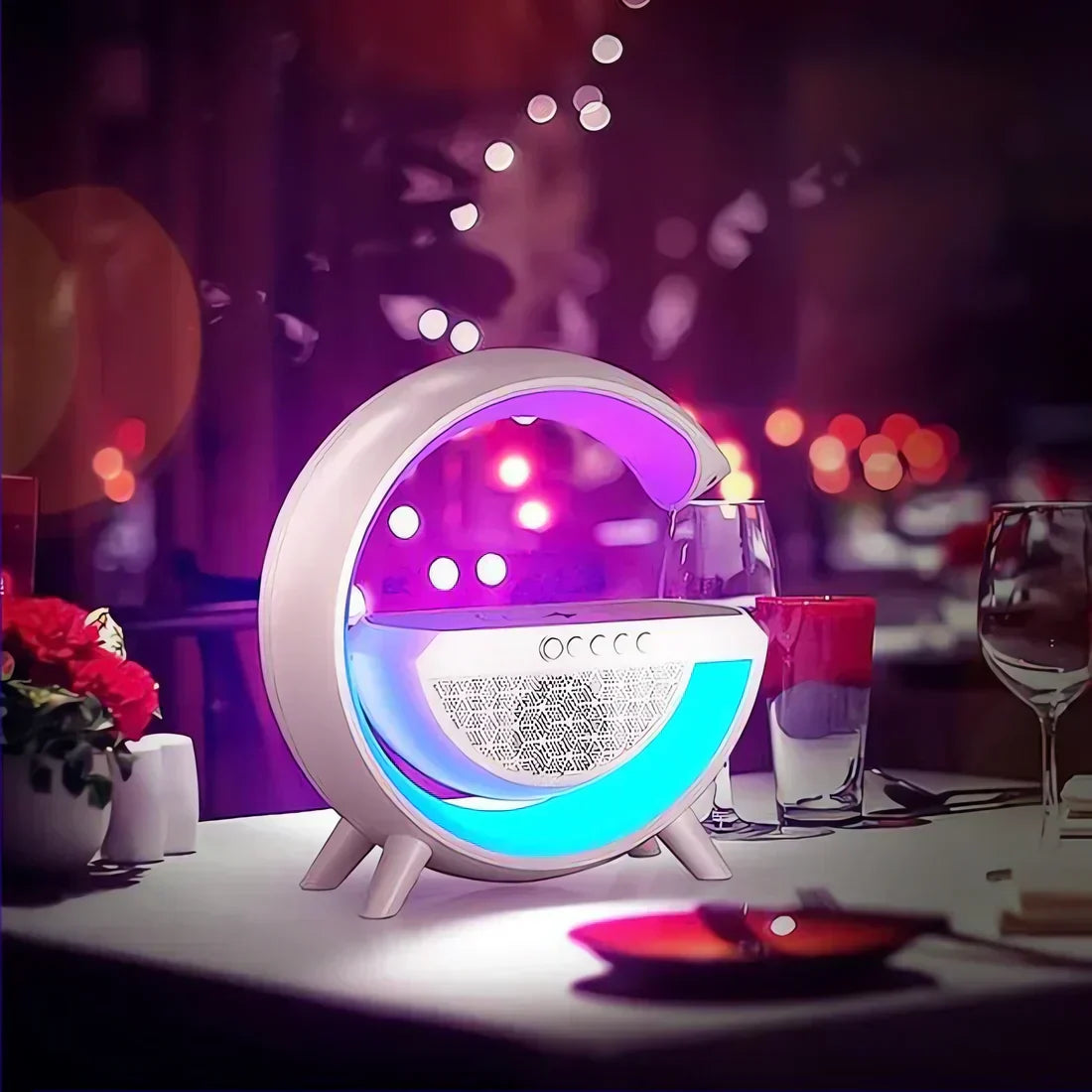 Ewerydays | Multifunktionaler Bluetooth-Lautsprecher mit Licht, kabellosem Laden & Uhr