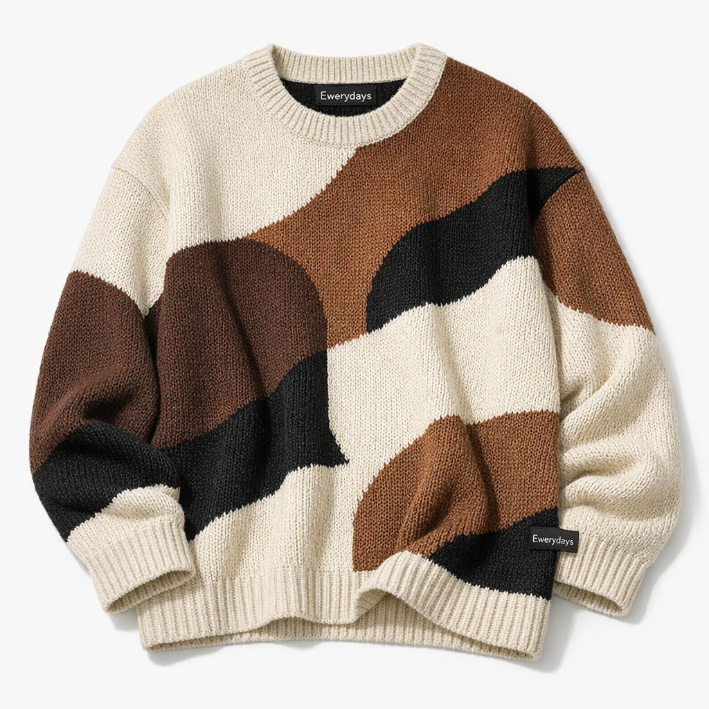 Ewerydays Abstrakter grafischer Strickpullover