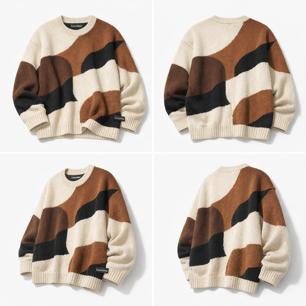 Ewerydays Abstrakter grafischer Strickpullover