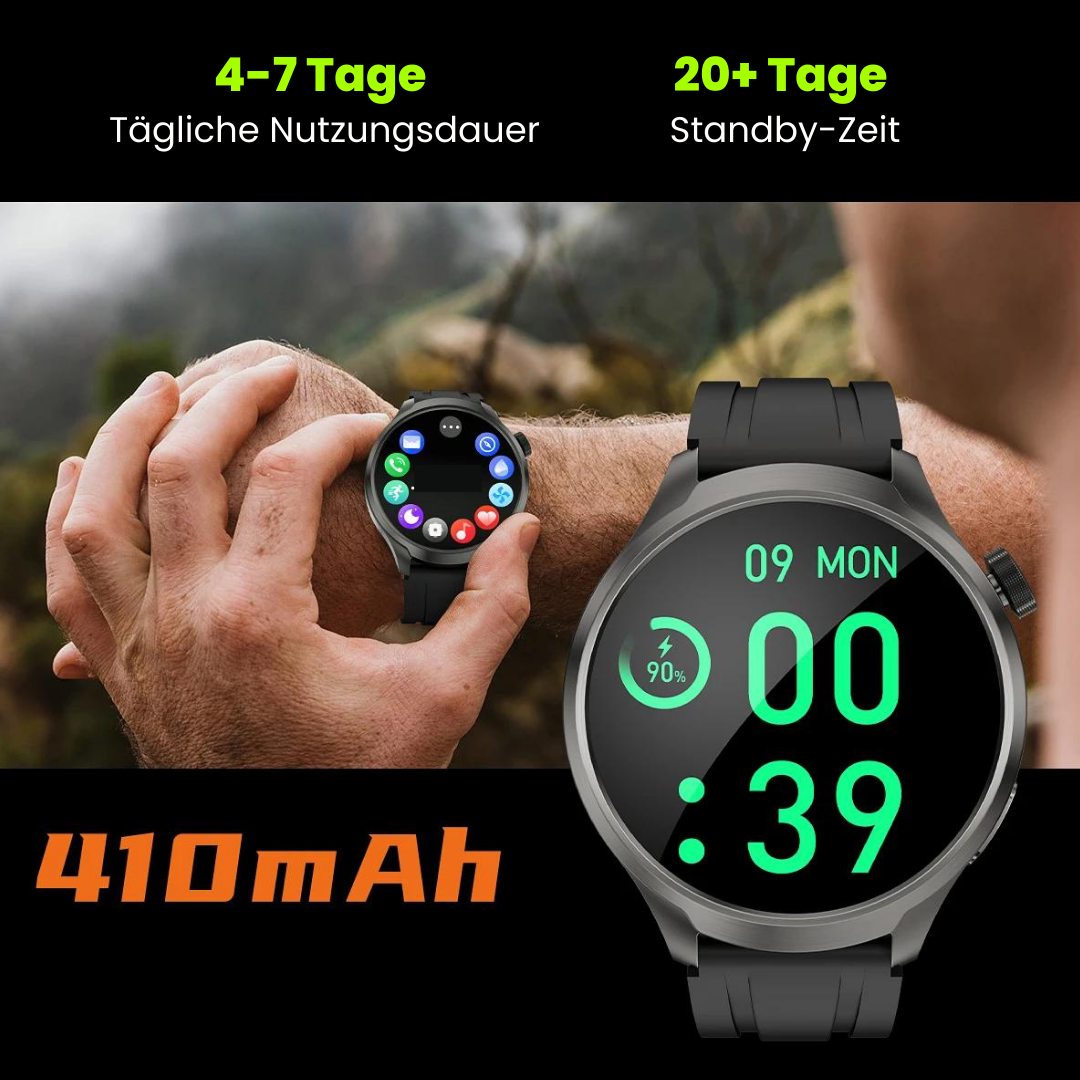Ewerydays | VitalSense Pro X - Gesundheits-Smartwatch mit Lederarmband (2025)