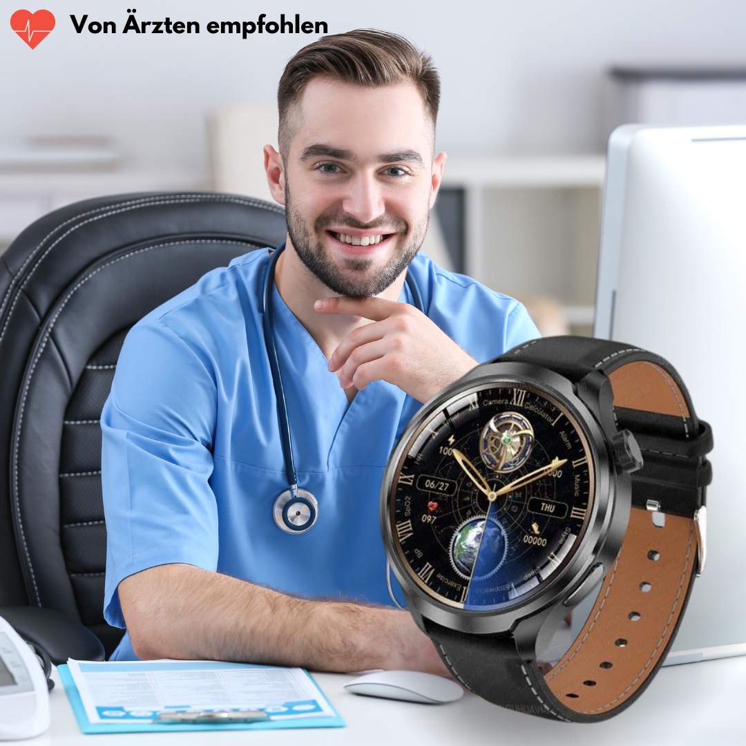 Ewerydays | VitalSense Pro X - Gesundheits-Smartwatch mit Lederarmband (2025)