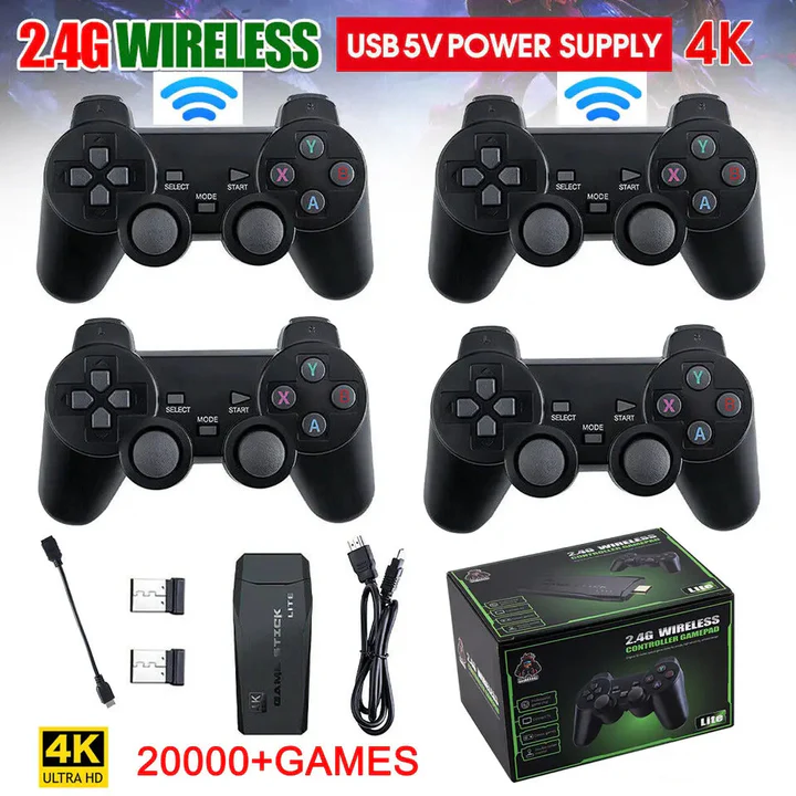 Ewerydays | HDMI 4K TV Spielstick Konsole | 64GB mit über 20.000 Retro-Spielen & 2 kabellosen Gamepads