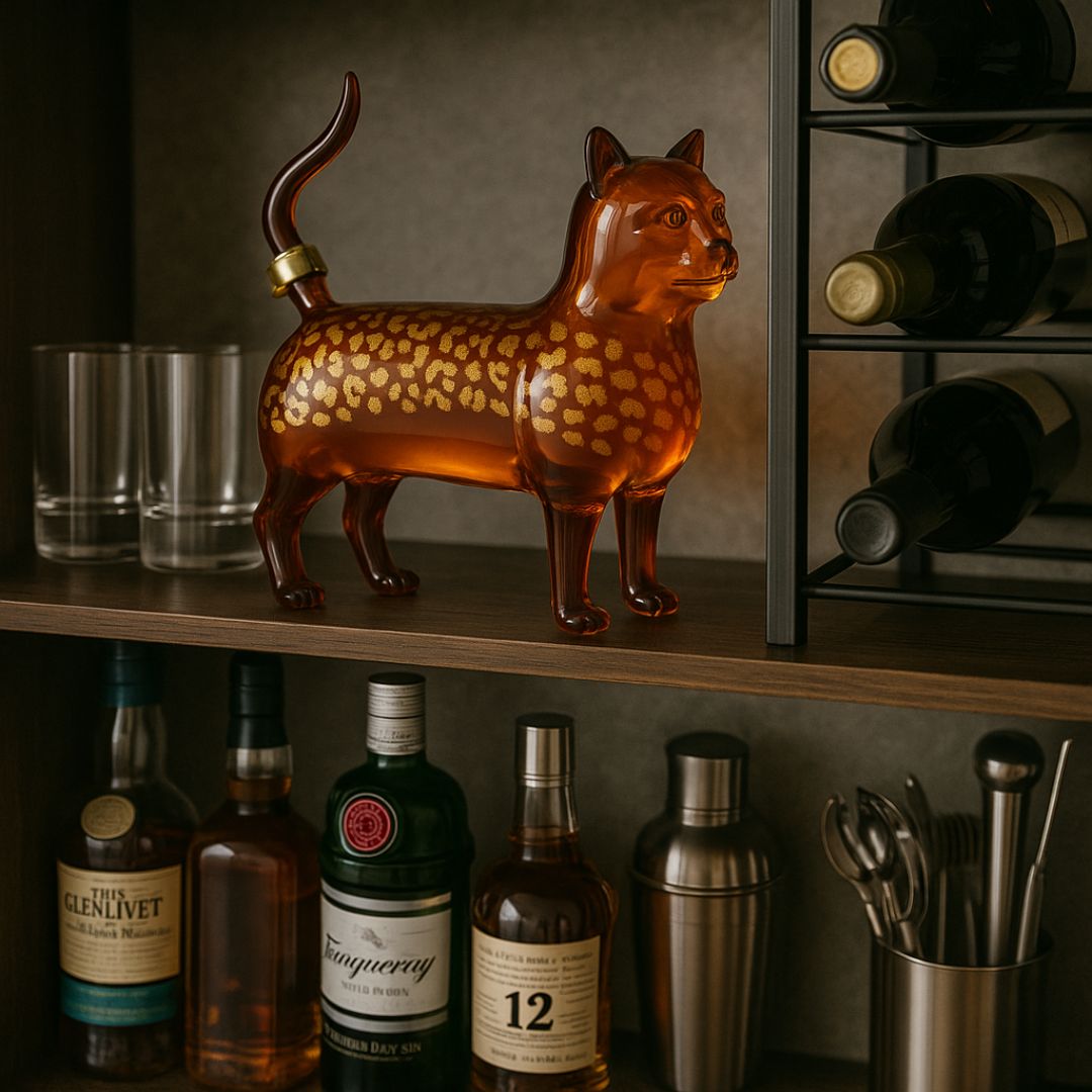 Ewerydays | Handgefertigte Flasche aus Glas in Katzenform - Katzenliebhaber lieben sie