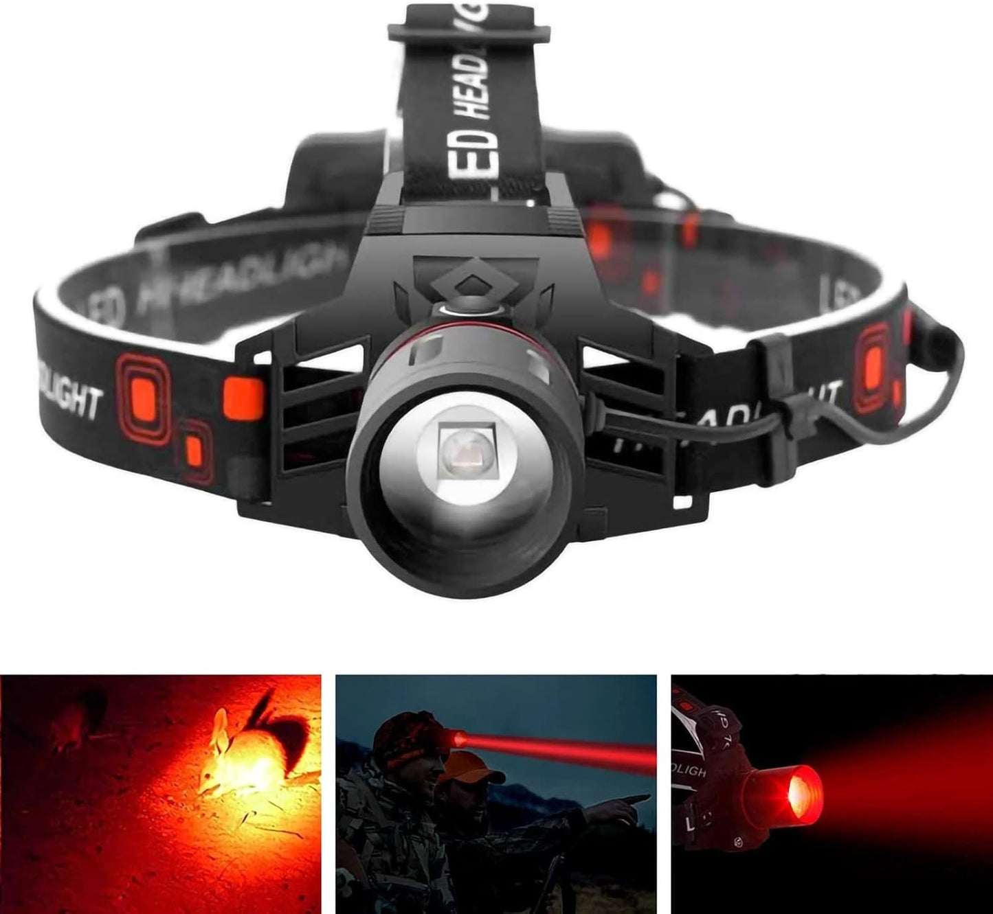 Ewerydays | Wiederaufladbare LED Stirnlampe mit Weiß-, Rot- und Grünlicht – Leistungsstarke Kopflampe mit USB und Akku