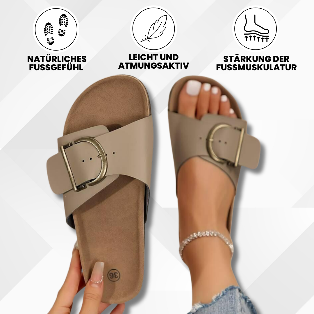 Ewerydays | OrthoMia - Schmerzlindernde Kork-Sandalen mit Schnallenriemen-Design für Damen