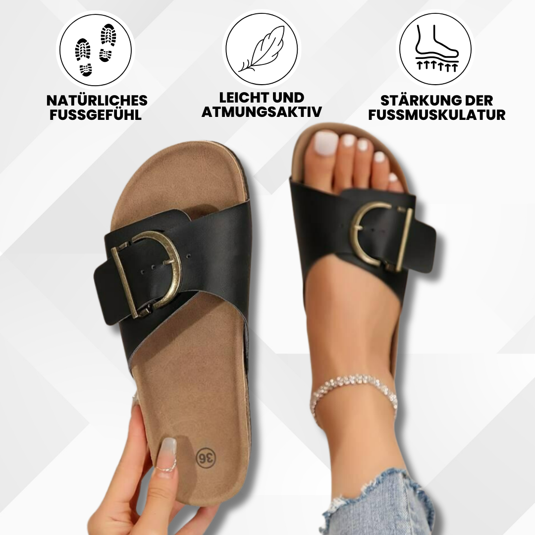 Ewerydays | OrthoMia - Schmerzlindernde Kork-Sandalen mit Schnallenriemen-Design für Damen