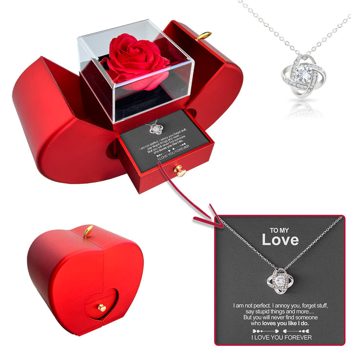 Ewerydays | White Gold Necklace - With Real Rose - To My Love