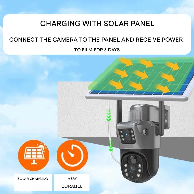 Ewerydays | Kabellose 4K Überwachungskamera mit Solarpanel & App – DualGuard Sicherheitskamera für Zuhause & Garten