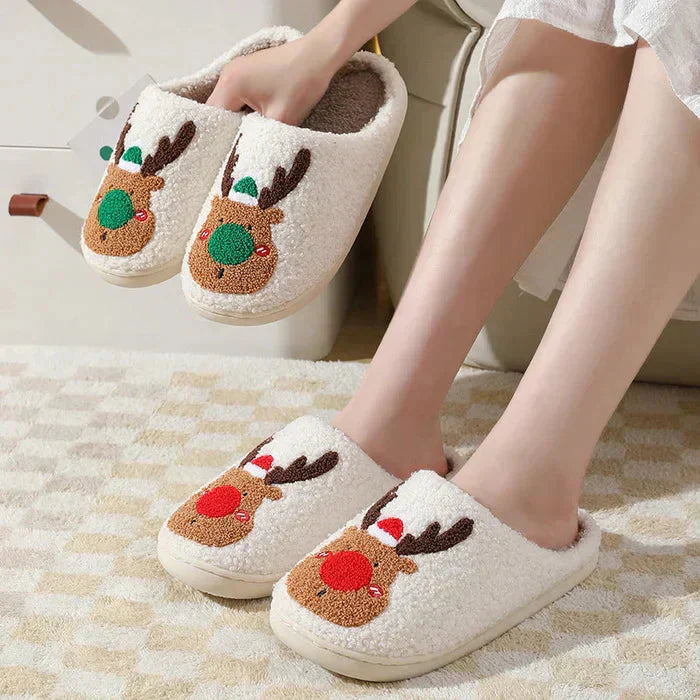 Ewerydays | Weihnachten Rentier Hausschuhe - Soft Slip-On Hausschuhe für drinnen
