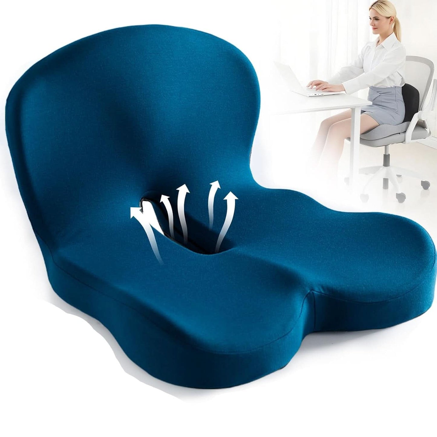 Ewerydays | Ergonomisches Sitzkissen mit Lendenstütze für Büro, Auto & Reisen