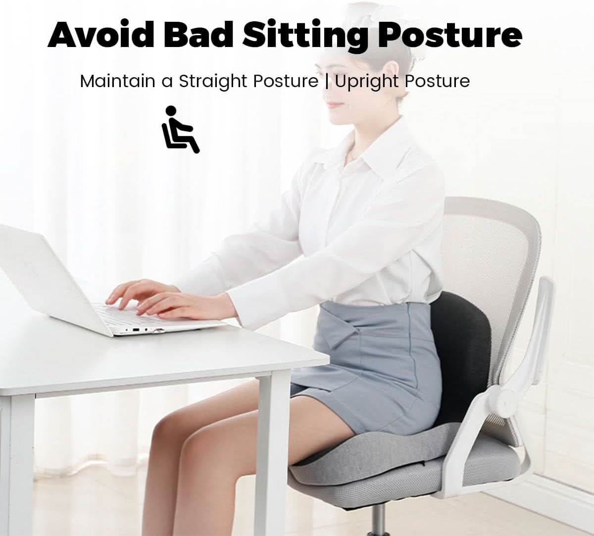 Ewerydays | Ergonomisches Sitzkissen mit Lendenstütze für Büro, Auto & Reisen