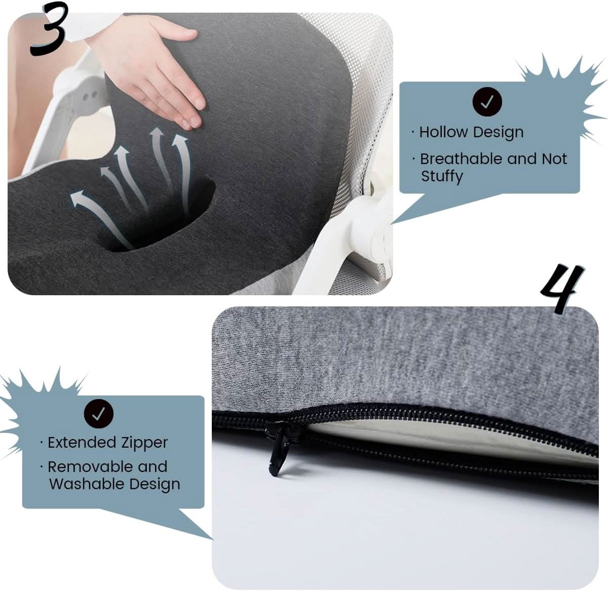 Ewerydays | Ergonomisches Sitzkissen mit Lendenstütze für Büro, Auto & Reisen