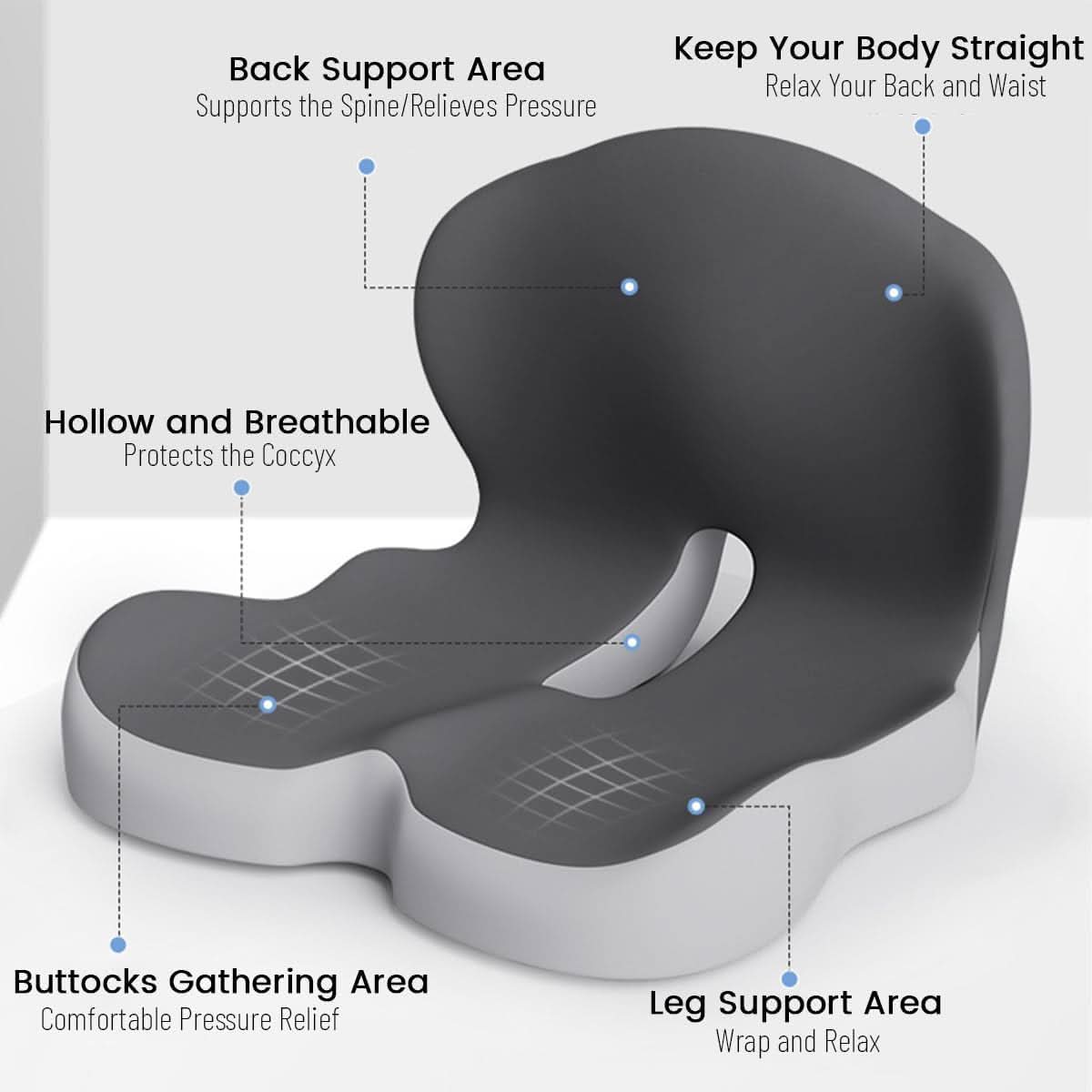 Ewerydays | Ergonomisches Sitzkissen mit Lendenstütze für Büro, Auto & Reisen