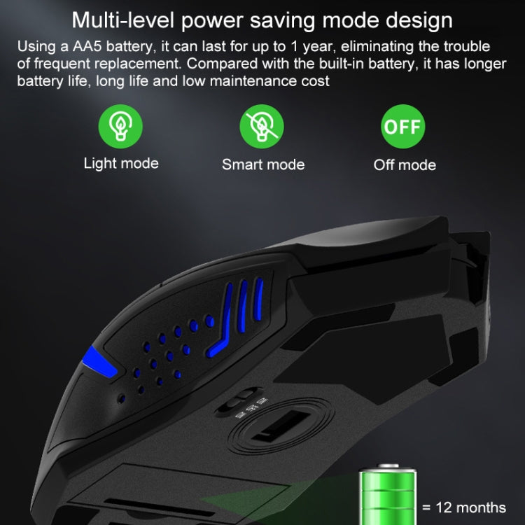 Ewerydays | ET X-08 7-Tasten 2400DPI 2.4G Wireless Stille Gaming Maus mit USB-Empfänger & Farbige Hintergrundbeleuchtung (Schwarz)