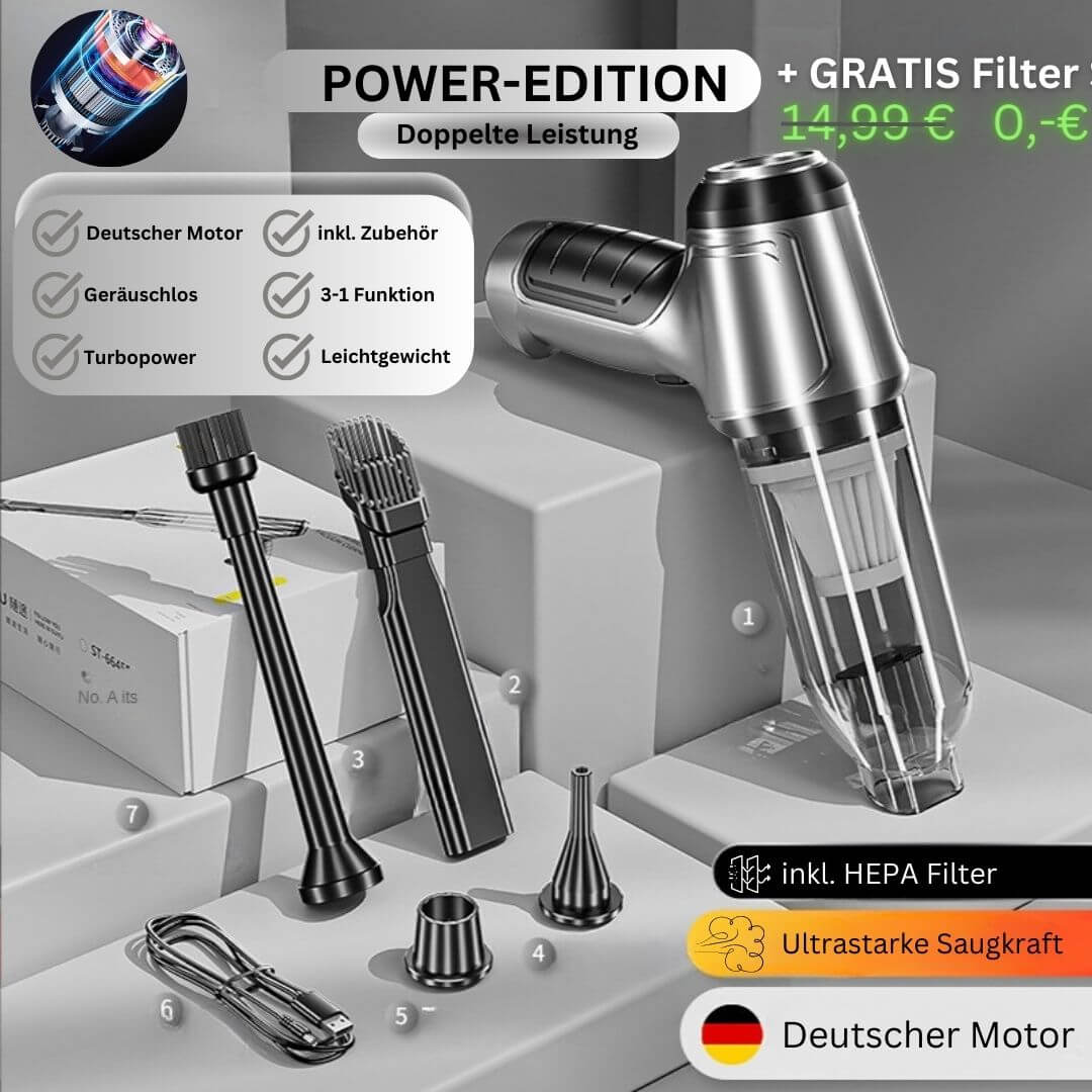 Ewerydays | TurboClean Pro Handstaubsauger - Power Edition doppelt so viel Leistung inkl. GRATIS Filter Set