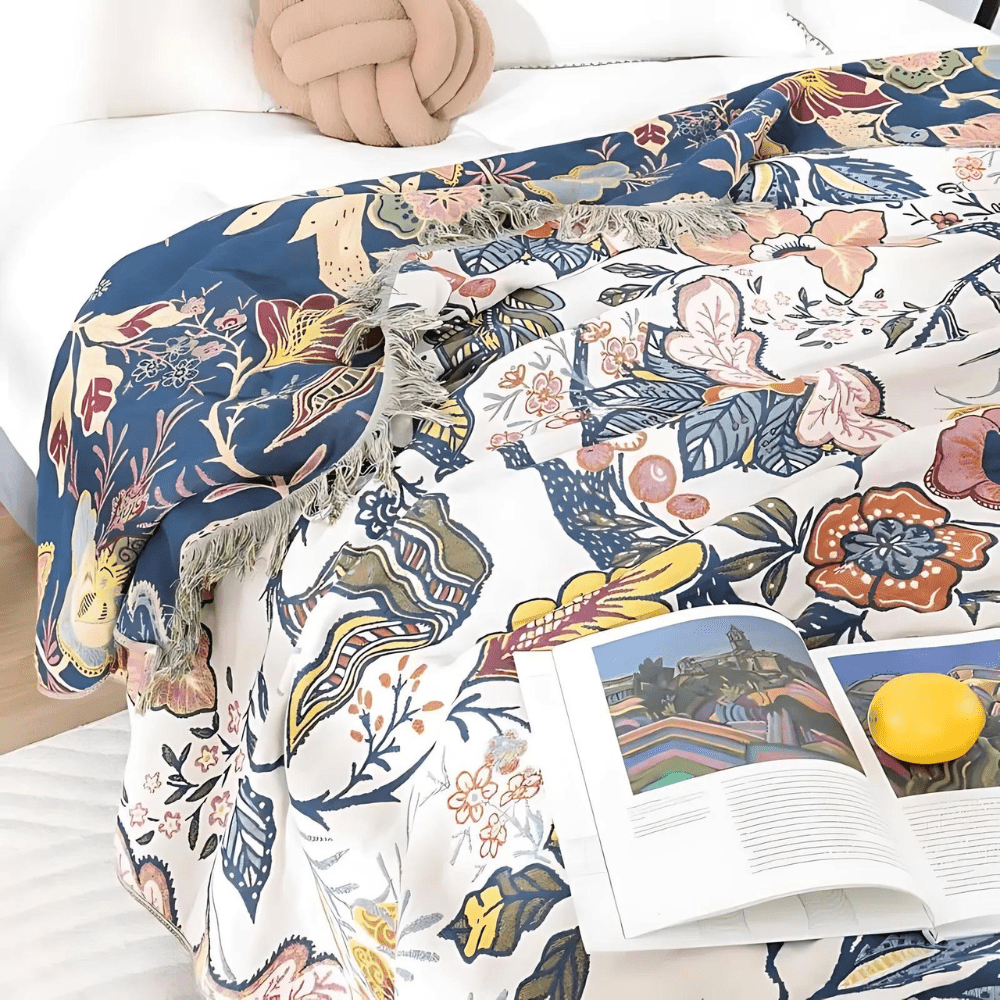 Ewerydays | Rustikales Baumwoll-Kissen mit floralem Muster, umkehrbares Design
