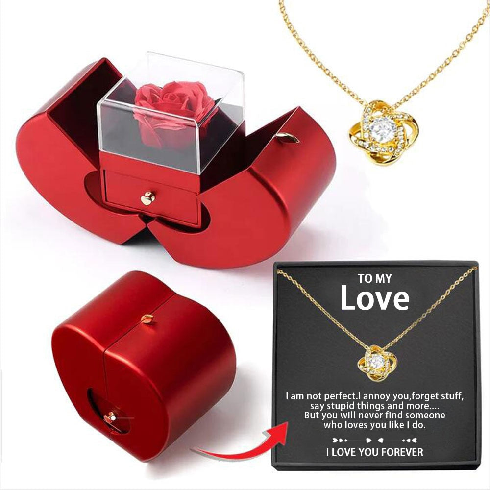 Ewerydays | White Gold Necklace - With Real Rose - To My Love