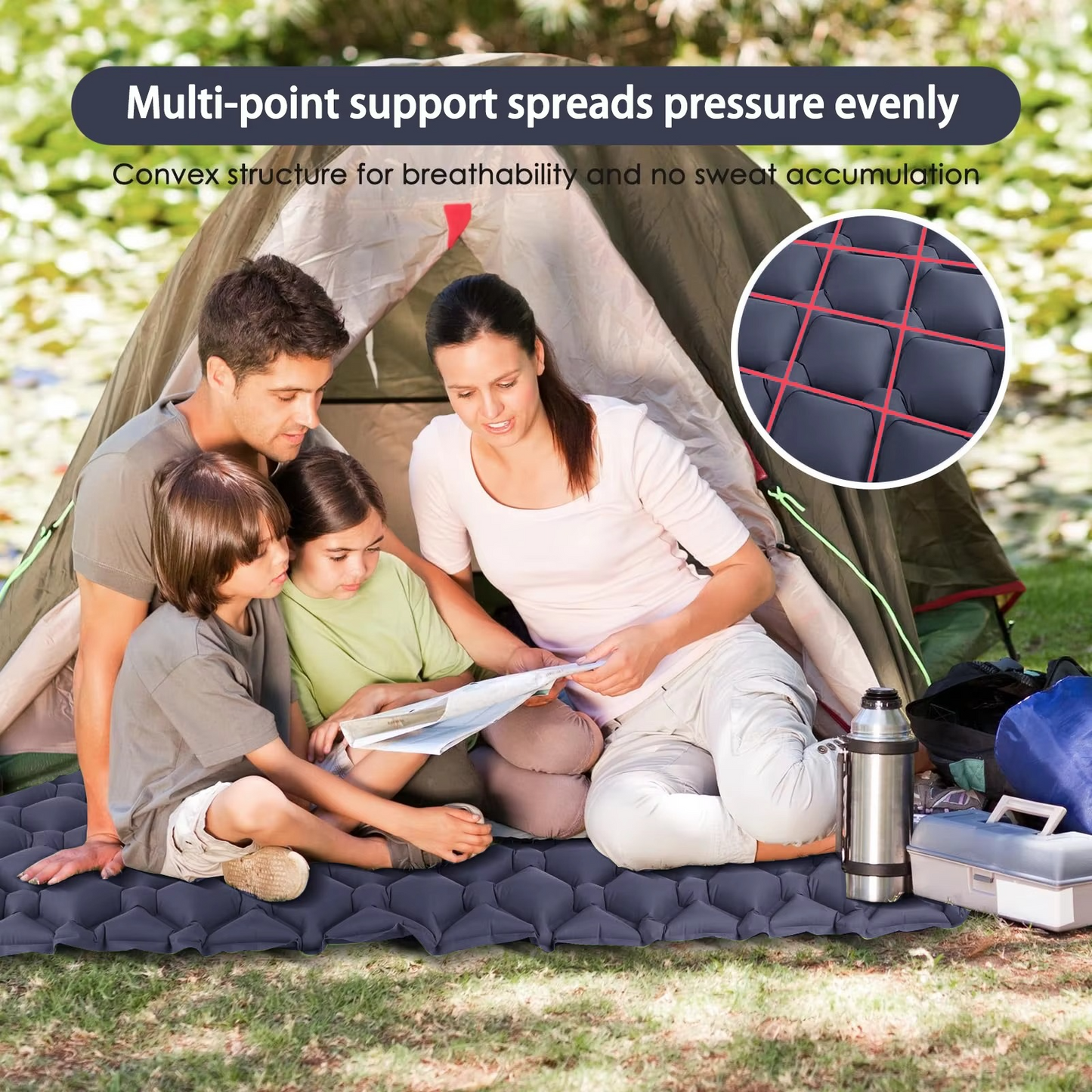 Ewerydays | Ultra-Comfort Luftmatratze für Camping mit integriertem Kopfkissen und Pumpe