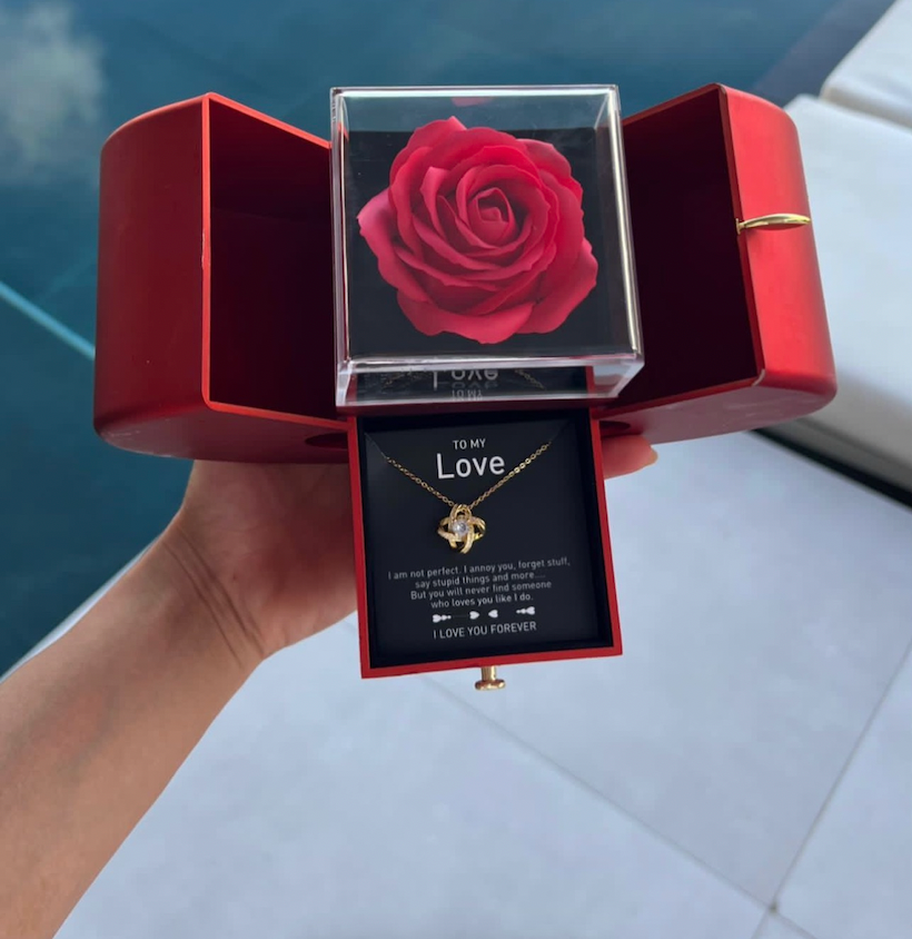 Ewerydays | White Gold Necklace - With Real Rose - To My Love