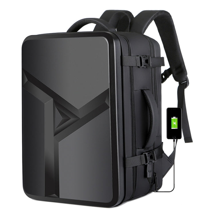 Ewerydays | Großraummäßiger wasserdichter erweiterbarer Hartschalen-Rucksack mit USB-Ladeanschluss (161 Schwarz)