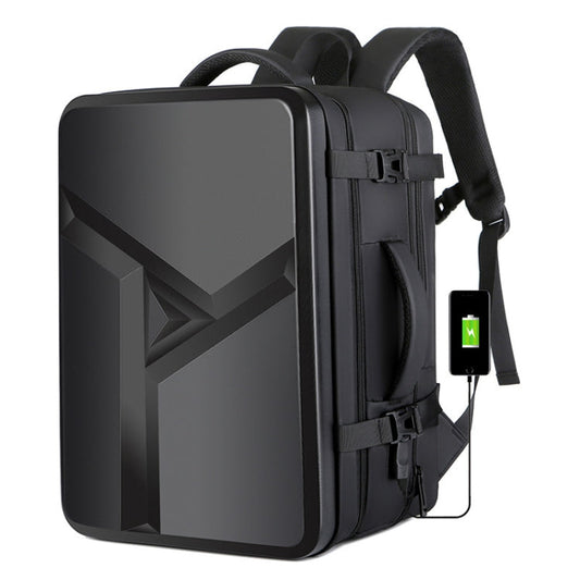 Ewerydays | Großraummäßiger wasserdichter erweiterbarer Hartschalen-Rucksack mit USB-Ladeanschluss (161 Schwarz)
