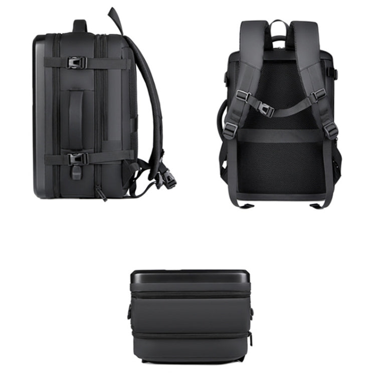 Ewerydays | Großraummäßiger wasserdichter erweiterbarer Hartschalen-Rucksack mit USB-Ladeanschluss (161 Schwarz)