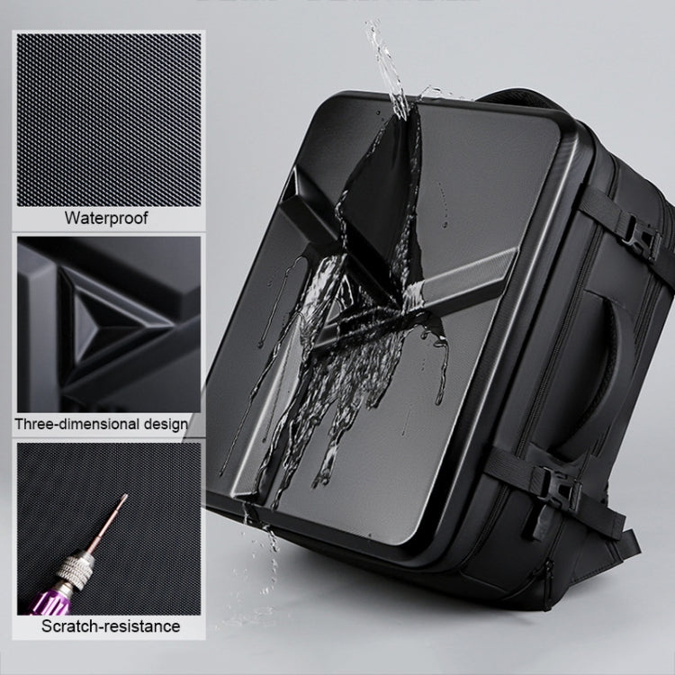 Ewerydays | Großraummäßiger wasserdichter erweiterbarer Hartschalen-Rucksack mit USB-Ladeanschluss (161 Schwarz)
