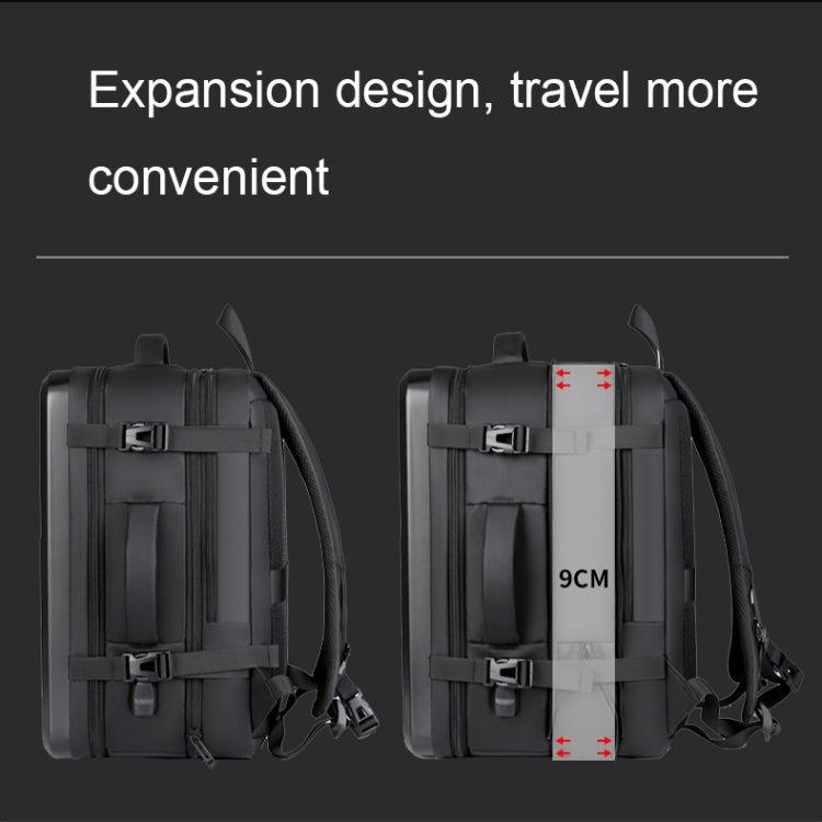Ewerydays | Großraummäßiger wasserdichter erweiterbarer Hartschalen-Rucksack mit USB-Ladeanschluss (161 Schwarz)