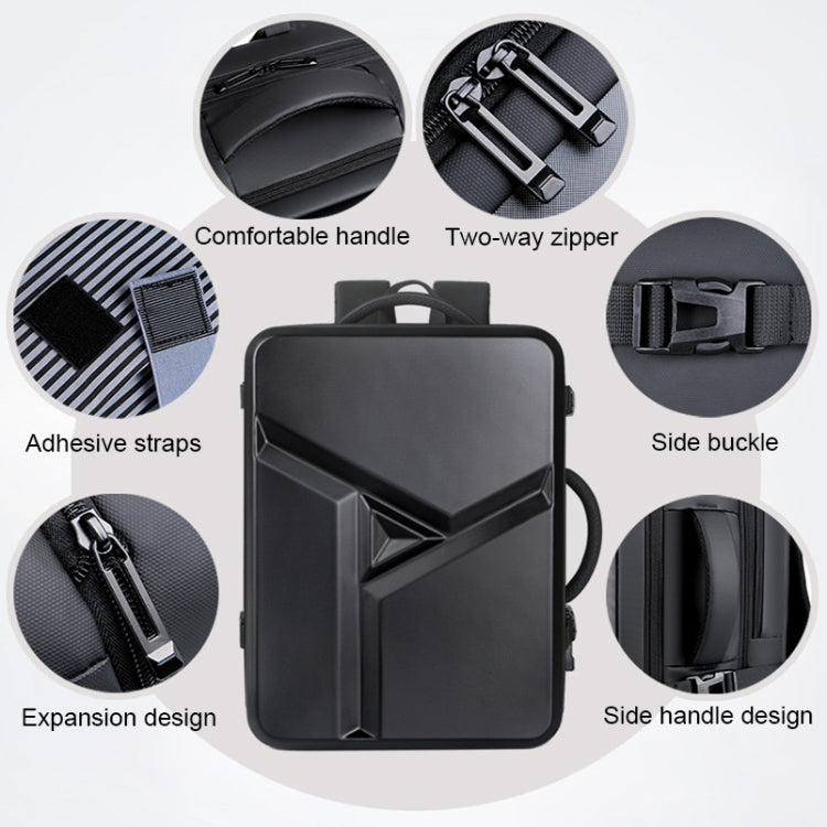 Ewerydays | Großraummäßiger wasserdichter erweiterbarer Hartschalen-Rucksack mit USB-Ladeanschluss (161 Schwarz)