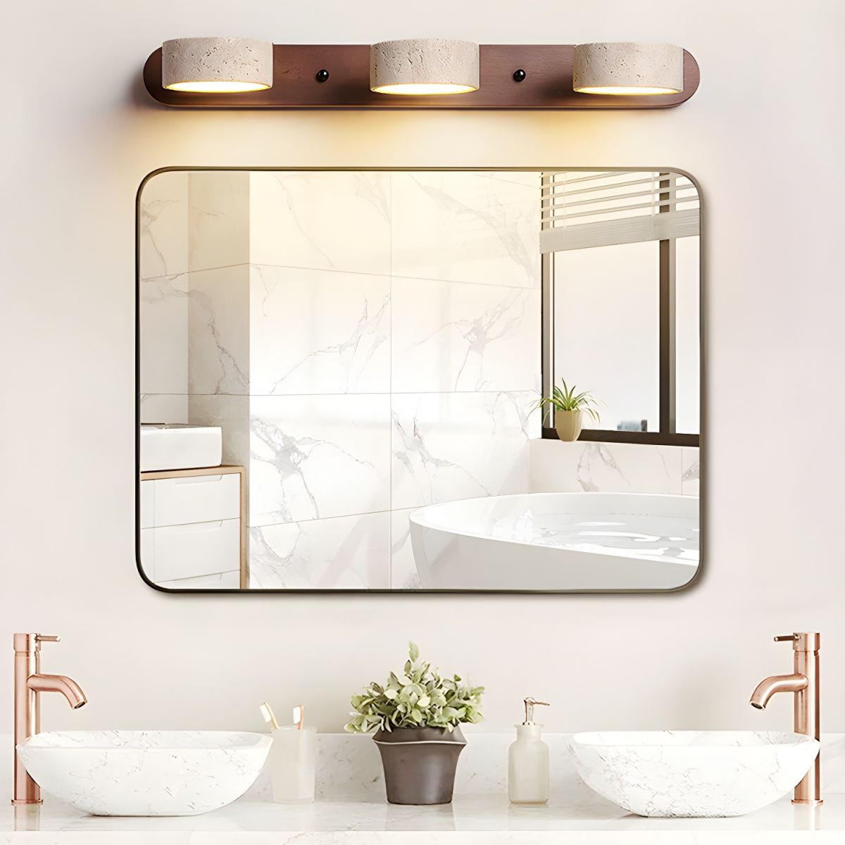 Ewerydays | Travero Duo Wandleuchte – Modern, Doppelarm, Travertin-Optik