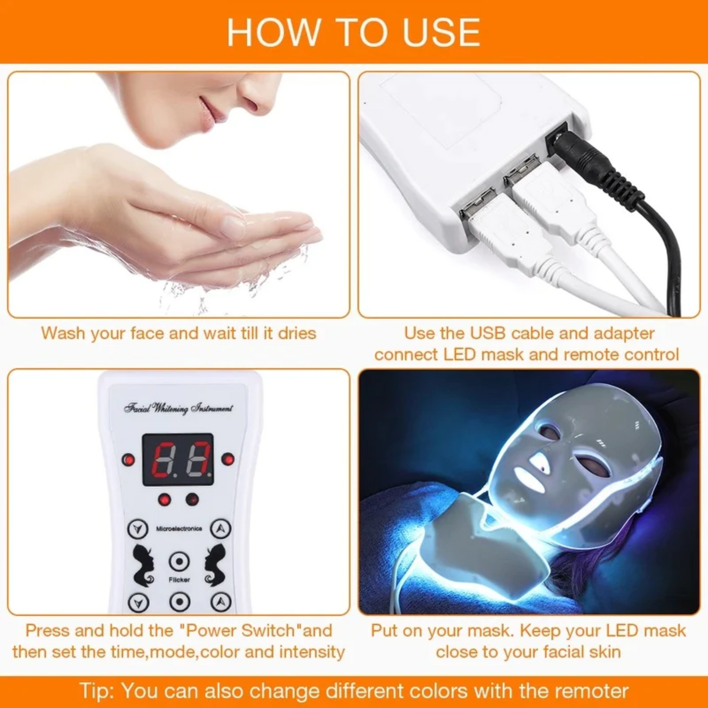 Ewerydays | 7 Farben LED Photon Lichttherapie Maske - Gesichts- und Halsbehandlung