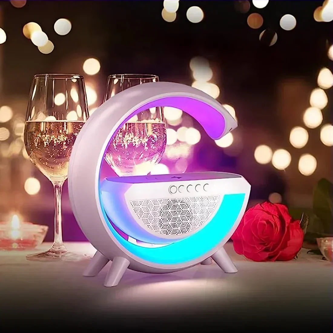 Ewerydays | Multifunktionaler Bluetooth-Lautsprecher mit Licht, kabellosem Laden & Uhr