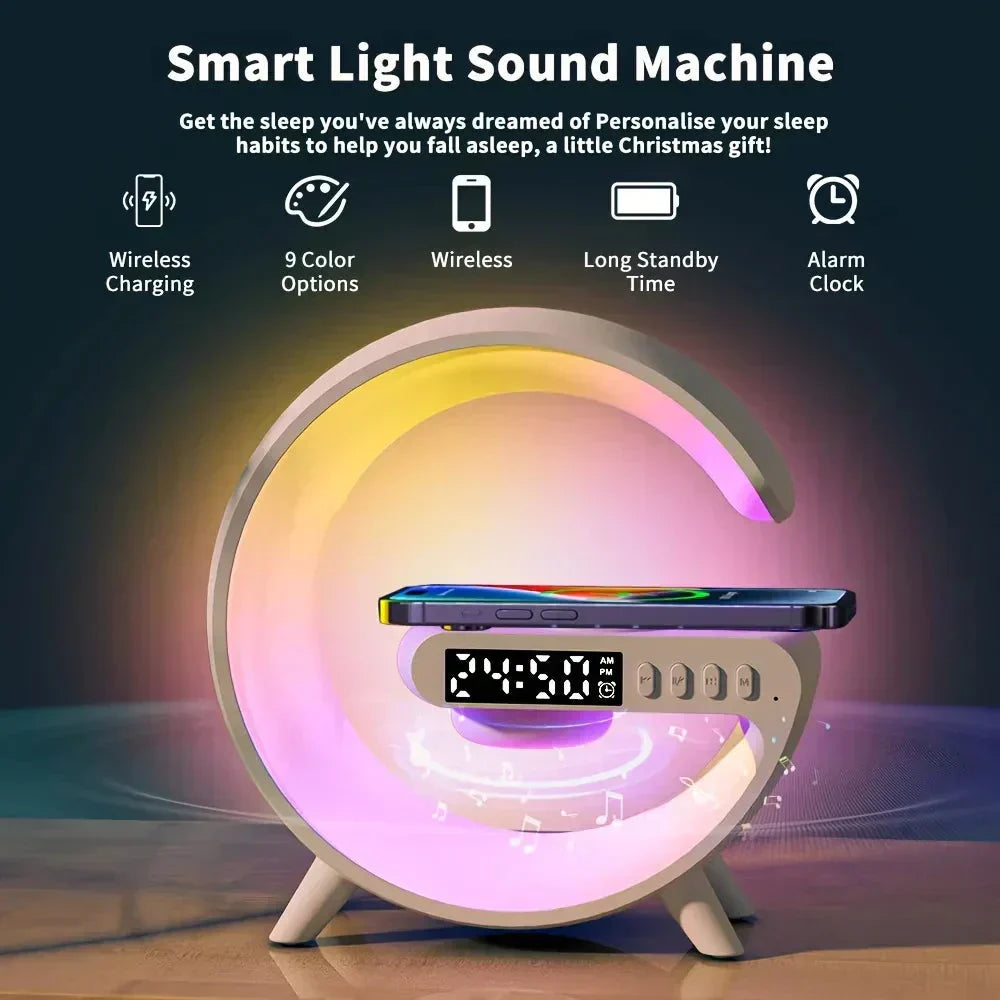 Ewerydays | Multifunktionaler Bluetooth-Lautsprecher mit Licht, kabellosem Laden & Uhr
