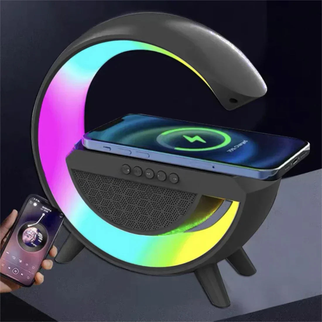Ewerydays | Multifunktionaler Bluetooth-Lautsprecher mit Licht, kabellosem Laden & Uhr