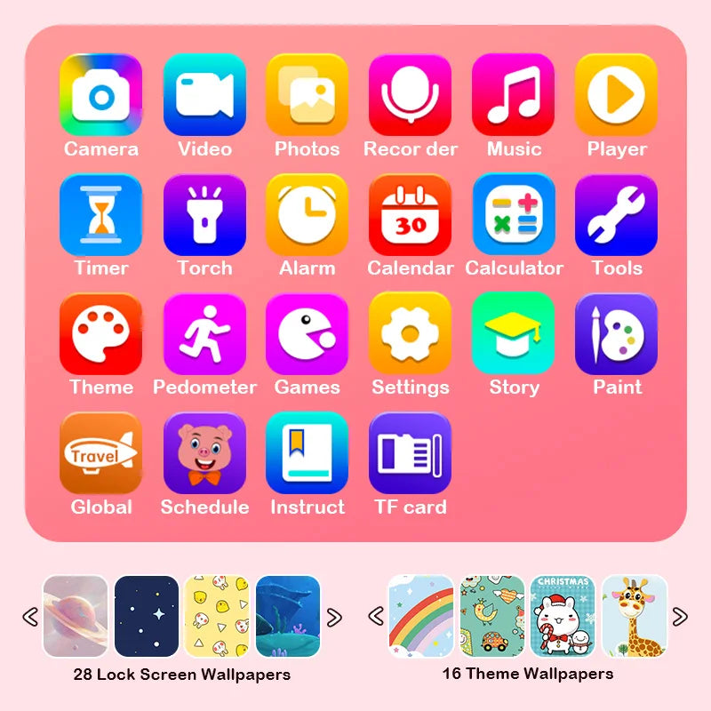 Ewerydays | Kinder Spieltelefon mit Dualkameras und Bildungsfunktionen