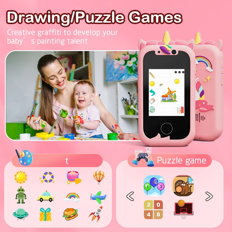 Ewerydays | Kinder Spieltelefon mit Dualkameras und Bildungsfunktionen