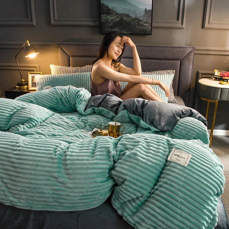 Ewerydays | DreamWeave – Winter Bettbezug Samt-Fleece Schneeflocke Edition – Warm & Luxuriös