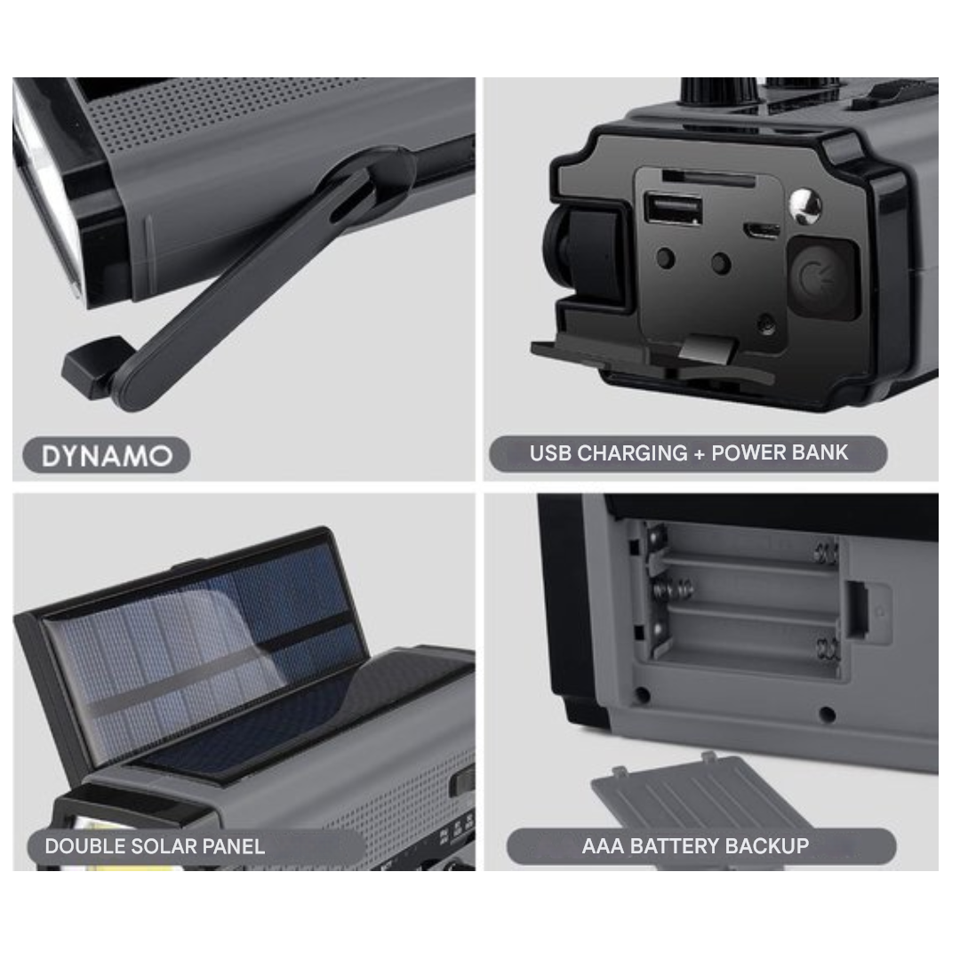 Ewerydays | 3-in-1 Notradios mit Dynamo, Solarzellen & Powerbank - SafeWave