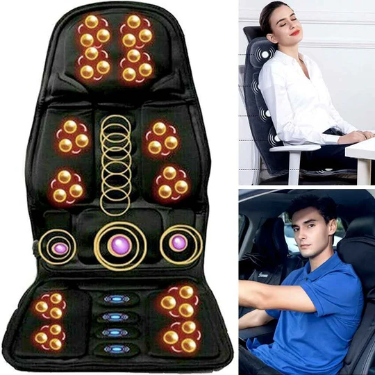 Ewerydays | 8 Modi Massagestuhlauflage mit beheiztem Rücken-Nacken-Kissen für Auto & Zuhause