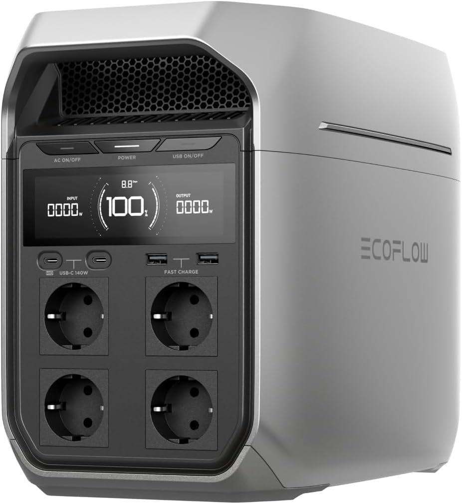 EcoFlow DELTA 3 Plus Tragbare Powerstation, 1024 Wh LiFePO4, 1800 W (3600 W Spitze), in 56 Minuten voll geladen EcoFlow DELTA 3 Plus Tragbare Powerstation, 1024 Wh LiFePO4, 1800 W (3600 W Spitze), in 56 Minuten voll geladen