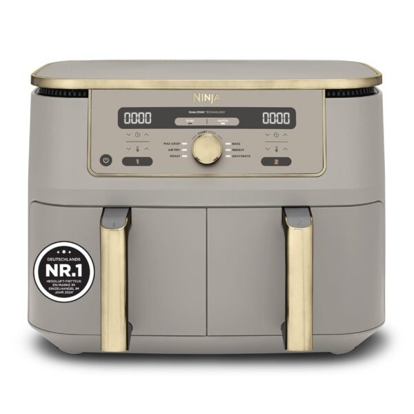 Ninja Dual Zone digitale Heißluftfritteuse, 9,5 L, 6-in-1, Stone/Gold