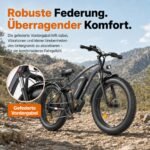 E Bike Herren 26Zoll E Mountainbike 100-120km Reichweite 48V20AH 250W Hintermotor 7-Gang 25km/h E-Bike lockable Federgabel & hydraulische Scheibenbremsen Elektro Fahrrad Männer für Offroad & Trail