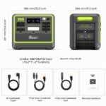 FOSSiBOT F2400 Powerstation mit 200W Solarpanel faltbar, Solargenerator 2048Wh LiFePO4 Batterie 230V 2400W 3AC Ausgängen, USV‑Funktion