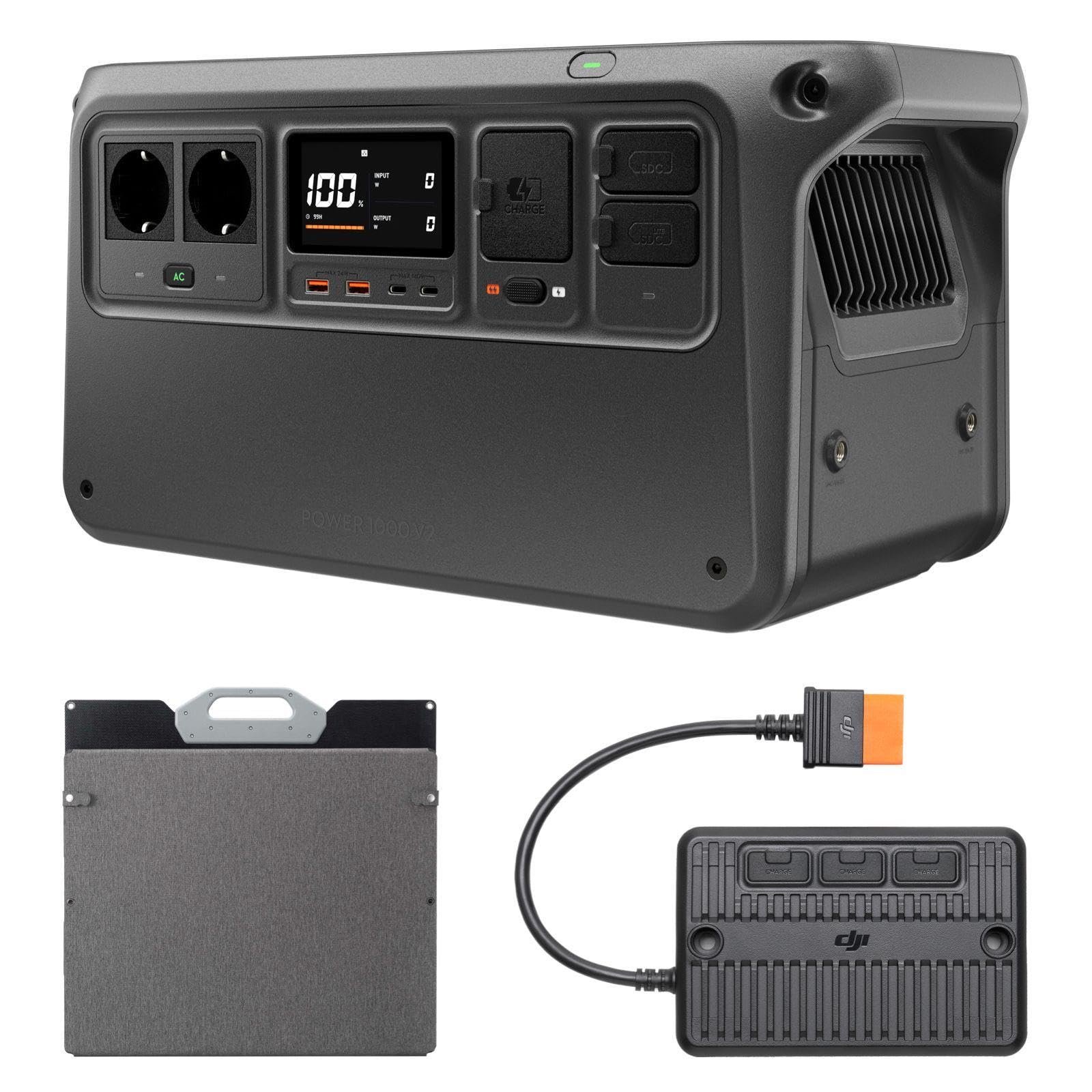 DJI Power 1000 V2 tragbare Powerstation, 200W faltbares Solarpanel, 1024 Wh LFP-Akku, 2600 W stabile Ausgangsleistung, in 37 Min. von 0% auf 80%, maximale Sicherheit, Camping, Stromausfall DJI Power 1000 V2 tragbare Powerstation, 200W faltbares Solarpanel, 1024 Wh LFP-Akku, 2600 W stabile Ausgangsleistung, in 37 Min. von 0% auf 80%, maximale Sicherheit, Camping, Stromausfall