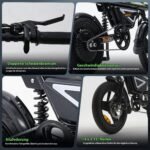 Finbike E-Bike Klapprad 14 Zoll, Elektrofahrrad mit 36V 12Ah Akku für Herren & Damen, 50KM Reichweite, 250W Motor, APP-Steuerung, Faltbares City Bike mit LED-Licht, Leicht & Kompakt für Pendler