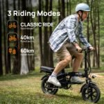 URLIFE E-Bike Klapprad14, 48V 7.5Ah Austauschbarem Akku für Lange Reichweite bis 60KM, Elektrofahrrad 250W Motor, 3 Fahrmodi, Sitzhöhe Verstellbar, Falt-Pedelec ebike für Herren Damen Schwarz